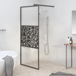  vidaXL vidaXL Ścianka prysznicowa, 80x195 cm, szkło ESG, wzór kamieni, czarny