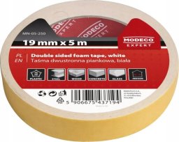 EXPERT TAŚMA DWUSTRONNA PIANKOWA BIAŁA 19 MM X 5 M [EXPERT] - 1sz