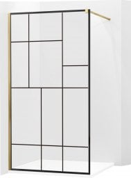  Mexen Mexen Kioto ścianka prysznicowa 70 x 200 cm, transparent/czarny wzór 8 mm, złoty - 800-070-101-50-78