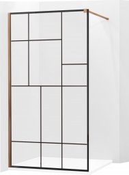  Mexen Mexen Kioto ścianka prysznicowa 140 x 200 cm, transparent/czarny wzór 8 mm, różowe złoto - 800-140-101-60-78