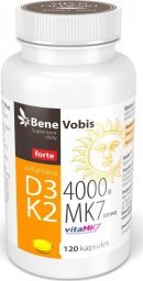 NOWY Bene Vobis Witamina D3 FORTE 4000IU + K2 MK7 100mcg 120 kaps - WYSYŁAMY W 24H!