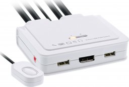 Przełącznik InLine InLine® KVM Switch, 2-port, USB-C + DisplayPort to DisplayPort 1.2, 4K, with audio, integrated cable