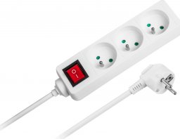 Listwa zasilająca Rebel Przedłużacz biały Rebel z przełącznikiem 3 gniazda - 5m (1,5mm)