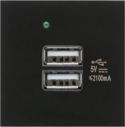  Maclean Gniazdo USBx2 z ładowarką Maclean, podwójne, 2.1A fast charge, czarne, MCE728B