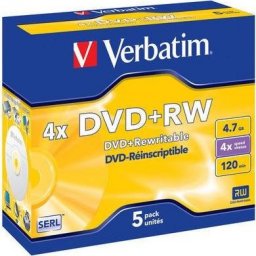  Verbatim DVD+RW 4.7 GB 4x Jewel Case 5 szt.