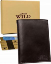  Always Wild Pionowy, skórzany portfel męski bez zapięcia z systemem RFID  Always Wild NoSize