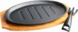  Emro Aziatica Żeliwny hot plate 27,5cm - owalny gorący talerz z drewnianą podstawką - Emro Aziatica