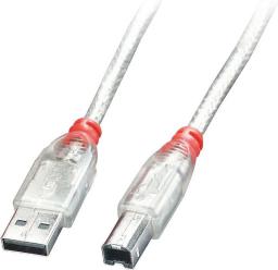 Kabel USB Lindy USB-A - USB-B 3 m Przezroczysty (41754)
