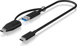 Kabel USB Icy Box USB-C - USB-C + USB-A 0.35 m Czarny (IB-CB033)