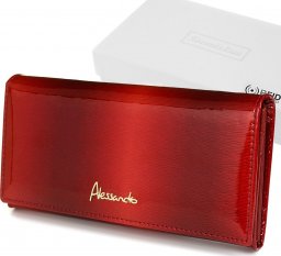  Alessadro Paoli Czerwony Portfel damski skórzany duży elegancki RFID X61