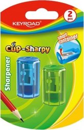  Keyroad Temperówka plastikowa KEYROAD CUP-SHARPY, pojedyncza, z pojemnikiem, średnica: 8mm, 2szt, blister
