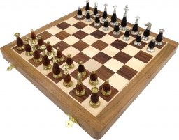 Upominkarnia Ekskluzywne szachy mosiężno-drewniane  G635