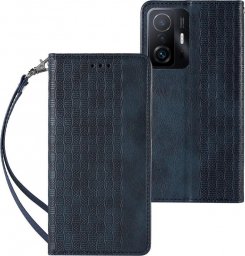  Hurtel Magnet Strap Case etui do Xiaomi Redmi Note 11 pokrowiec portfel + mini smycz zawieszka niebieski