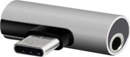 Adapter USB ATL USB-C - Jack 3.5mm + USB-C Srebrny  (AK291E)