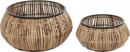  DKD Home Decor Zestaw garnków DKD Home Decor Naturalny Czarny Metal Rattan (50 x 50 x 25,4 cm)