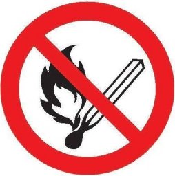  Znak zakazu, folia, Zaka z uzywania otwartego ognia i palenia tytoniu, sre dn. 200mm