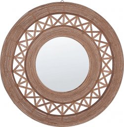  Beliani Bambusowe okrągłe lustro ścienne 62 cm brązowe CACOMA
