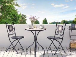  Beliani Zestaw 2 krzeseł ogrodowych metalowy czarny CARIATI
