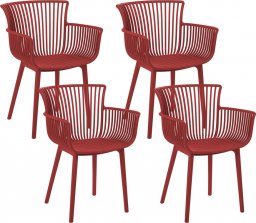  Beliani Zestaw 4 krzeseł do jadalni czerwony PESARO