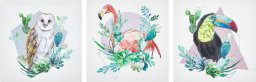  Beliani Zestaw 3 obrazów na płótnie zwierzęta 30 x 30 cm kolorowy MENAKA