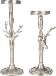 Beliani Zestaw 2 świeczników metalowy srebrny TIKAL