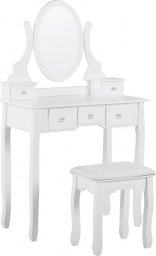  Beliani Toaletka 5 szuflad owalne lustro i stołek biała GALAXIE