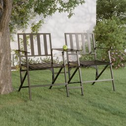  vidaXL vidaXL Składana ławka ogrodowa dla 2 osób, 137 cm, czarna, stalowa