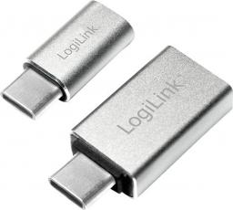 Adapter USB LogiLink USB-C - microUSB USB-C - USB Srebrny  (AU0040)