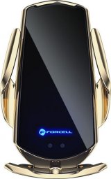 ForCell Uchwyt z ładowaniem indukcyjnym automatyczny + adapt. magnetyczne FORCELL HS1 Qi 15W złoty