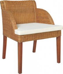  vidaXL vidaXL Krzesło stołowe z poduszką, jasnobrązowy naturalny rattan