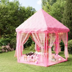  vidaXL vidaXL Namiot dla księżniczki z 250 piłeczkami, różowy, 133x140 cm