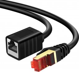  Spacetronik Kabel LAN przedłużacz CAT7 czarny 2m 10Gbps/s internetowe złącze RJ45