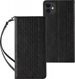  Hurtel Magnet Strap Case etui do iPhone 13 pokrowiec portfel + mini smycz zawieszka czarny
