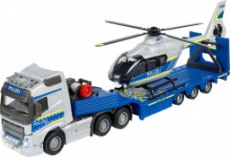  Majorette Majorette Volvo Police Transporter FH-16 Truck with Trailer and Airbus Helicopter Toy Vehicle (blue/silver)