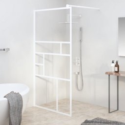  vidaXL Ścianka prysznicowa, 100x195 cm, szkło ESG, biała