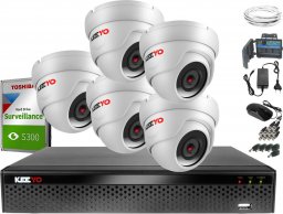 Keeyo H265+ Zestaw do monitoringu 5MPx IR 25m 1TB 5 Kamer