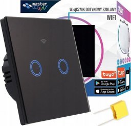 Masterled Włącznik szklany dotykowy WIFI podwójny czarny/biały