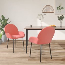  vidaXL vidaXL Krzesła stołowe, 2 szt., różowe, obite aksamitem
