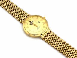 Zegarek Lovrin Złoty zegarek damski 585 okrągła tarcza Geneve 21,07 g