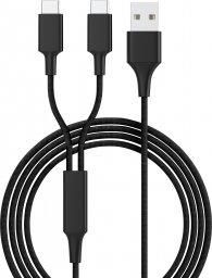 Kabel USB Smrter USB-A - 2x USB-C 1.2 m Czarny (SMRTER_HYDRA_DUO_C_BK)