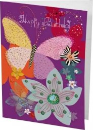 Turnowsky Karnet B6 + koperta Urodziny Motyl i kwiaty