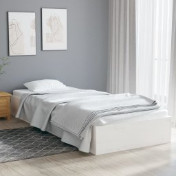  vidaXL Rama łóżka, biała, lite drewno, 75x190 cm, pojedyncza