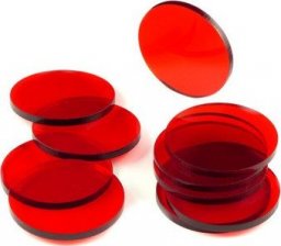  Crafters Crafters: Podstawki akrylowe - Transparentne - Okrągłe 50 x 3 mm - Czerwone (10)