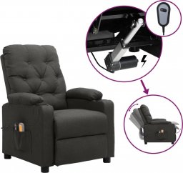  vidaXL Rozkładany fotel masujący, elektryczny, ciemnoszary, tkanina
