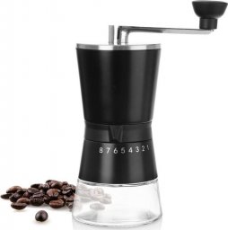 Młynek do kawy Orion Młynek do mielenia kawy ręczny z regulacją stalowy szklany 21 cm