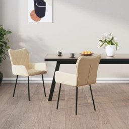  vidaXL vidaXL Krzesła stołowe, 2 szt., kremowe, tkanina