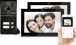 Eura Wideodomofon EURA VDP-82C5 - dwurodzinny czarny 2x LCD 7'' FHD obsługa 2 wejść kamera 1080p czytnik RFID natynk