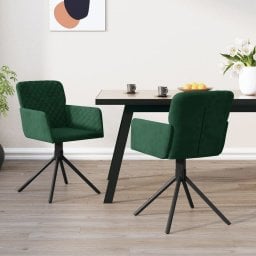  vidaXL vidaXL Obrotowe krzesła stołowe, 2 szt., ciemnozielone, aksamitne