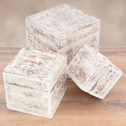  Garthen Zestaw drewnianych pudełek vintage, biały