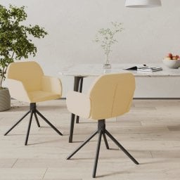  vidaXL vidaXL Obrotowe krzesła stołowe, 2 szt., kremowe, obite aksamitem